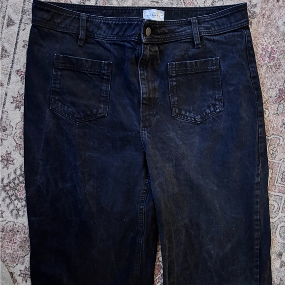 Sezane | Black Denim Wide Leg Jeans - Picture 4 of 7